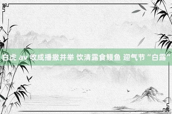 白虎 av 收成播撒并举 饮清露食鳗鱼 迎气节“白露”