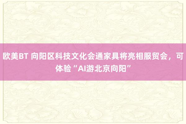 欧美BT 向阳区科技文化会通家具将亮相服贸会，可体验“AI游北京向阳”