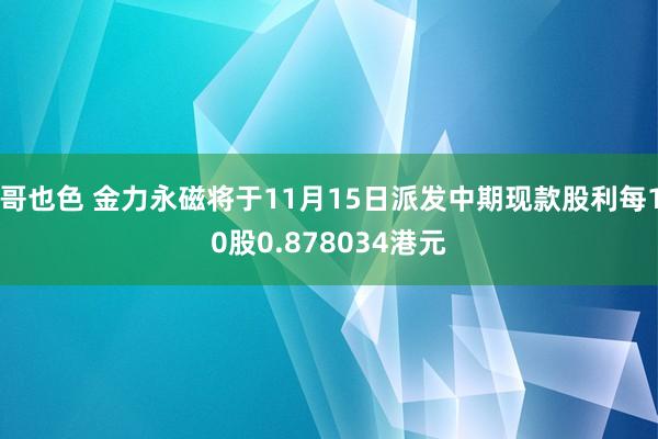 哥也色 金力永磁将于11月15日派发中期现款股利每10股0.878034港元