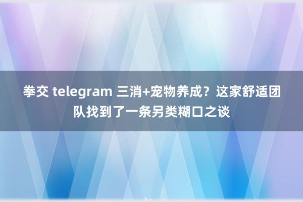 拳交 telegram 三消+宠物养成？这家舒适团队找到了一条另类糊口之谈