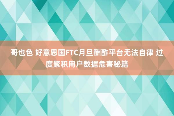 哥也色 好意思国FTC月旦酬酢平台无法自律 过度聚积用户数据危害秘籍