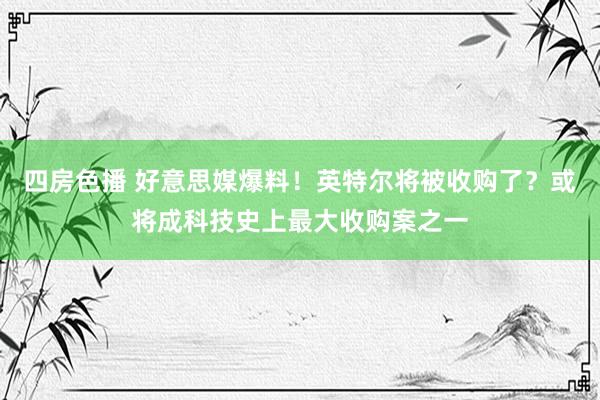 四房色播 好意思媒爆料！英特尔将被收购了？或将成科技史上最大收购案之一