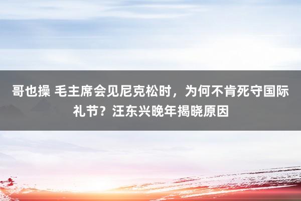 哥也操 毛主席会见尼克松时，为何不肯死守国际礼节？汪东兴晚年揭晓原因