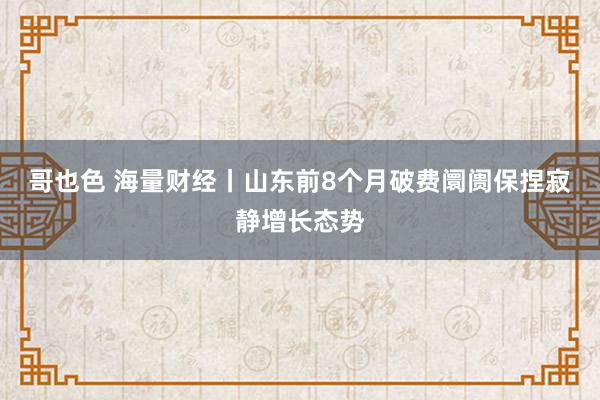 哥也色 海量财经丨山东前8个月破费阛阓保捏寂静增长态势