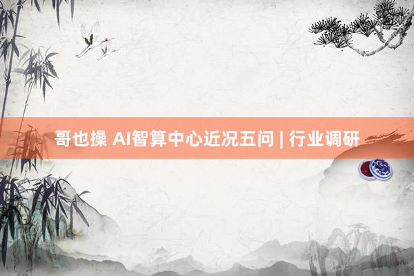 哥也操 AI智算中心近况五问 | 行业调研