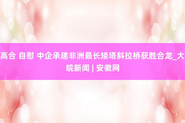 高合 自慰 中企承建非洲最长矮塔斜拉桥获胜合龙_大皖新闻 | 安徽网