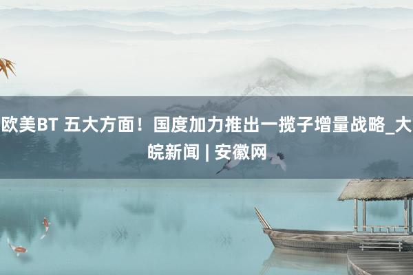 欧美BT 五大方面！国度加力推出一揽子增量战略_大皖新闻 | 安徽网