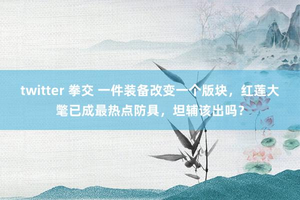 twitter 拳交 一件装备改变一个版块，红莲大氅已成最热点防具，坦辅该出吗？