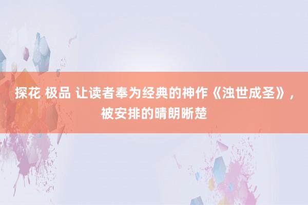 探花 极品 让读者奉为经典的神作《浊世成圣》，被安排的晴朗晰楚