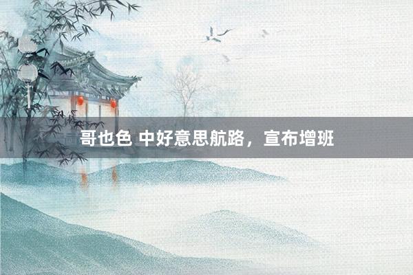 哥也色 中好意思航路，宣布增班