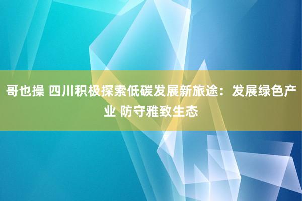 哥也操 四川积极探索低碳发展新旅途：发展绿色产业 防守雅致生态