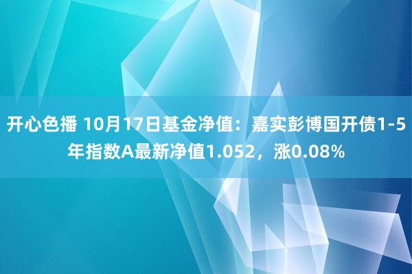 开心色播 10月17日基金净值：嘉实彭博国开债1-5年指数A最新净值1.052，涨0.08%