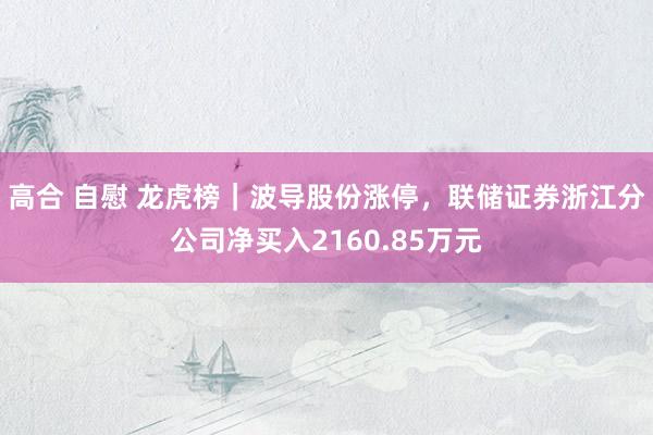 高合 自慰 龙虎榜｜波导股份涨停，联储证券浙江分公司净买入2160.85万元