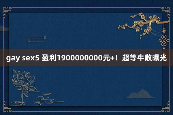 gay sex5 盈利1900000000元+！超等牛散曝光