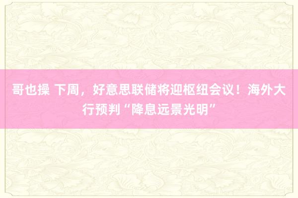 哥也操 下周，好意思联储将迎枢纽会议！海外大行预判“降息远景光明”