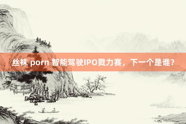 丝袜 porn 智能驾驶IPO戮力赛，下一个是谁？