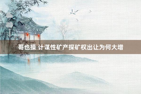 哥也操 计谋性矿产探矿权出让为何大增