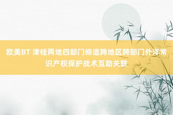 欧美BT 津桂两地四部门缔造跨地区跨部门外洋常识产权保护战术互助关联