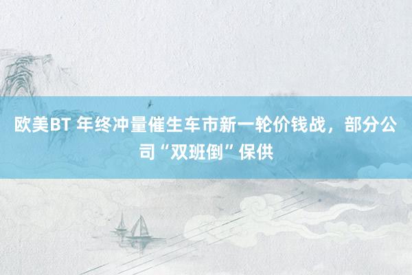 欧美BT 年终冲量催生车市新一轮价钱战，部分公司“双班倒”保供