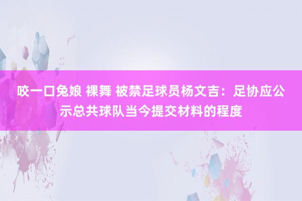 咬一口兔娘 裸舞 被禁足球员杨文吉：足协应公示总共球队当今提交材料的程度