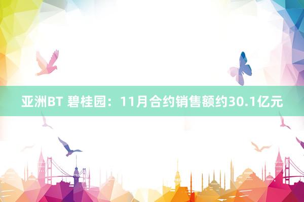 亚洲BT 碧桂园：11月合约销售额约30.1亿元