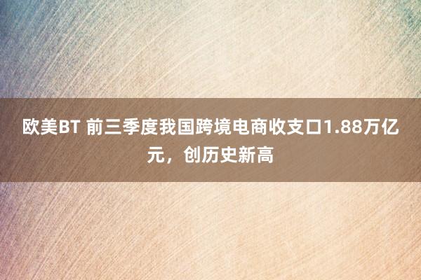 欧美BT 前三季度我国跨境电商收支口1.88万亿元，创历史新高