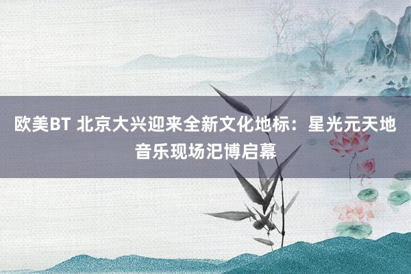 欧美BT 北京大兴迎来全新文化地标：星光元天地音乐现场汜博启幕