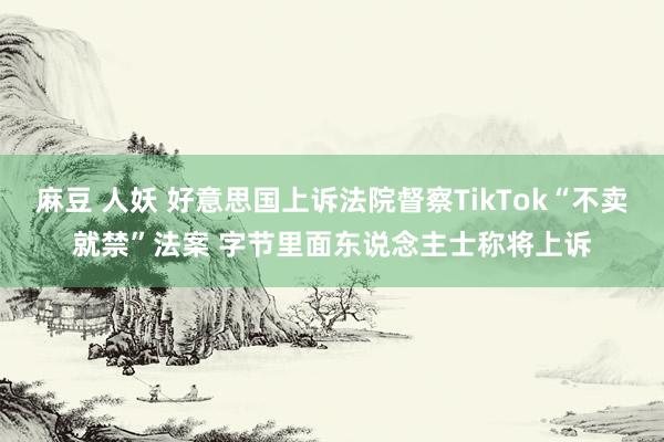 麻豆 人妖 好意思国上诉法院督察TikTok“不卖就禁”法案 字节里面东说念主士称将上诉
