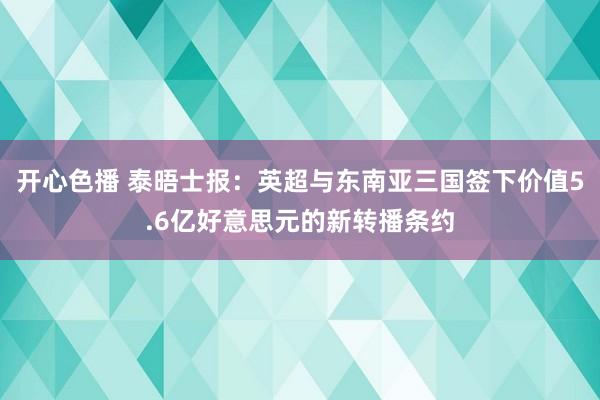 开心色播 泰晤士报：英超与东南亚三国签下价值5.6亿好意思元的新转播条约