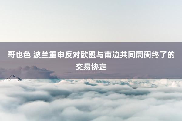 哥也色 波兰重申反对欧盟与南边共同阛阓终了的交易协定