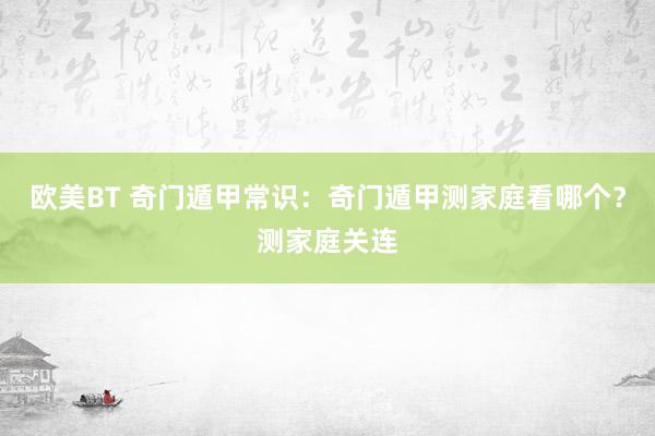 欧美BT 奇门遁甲常识：奇门遁甲测家庭看哪个？测家庭关连