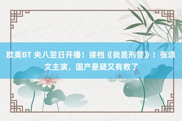 欧美BT 央八翌日开播！接档《我是刑警》！张颂文主演，国产悬疑又有救了