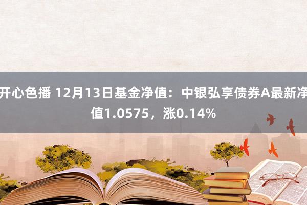 开心色播 12月13日基金净值：中银弘享债券A最新净值1.0575，涨0.14%