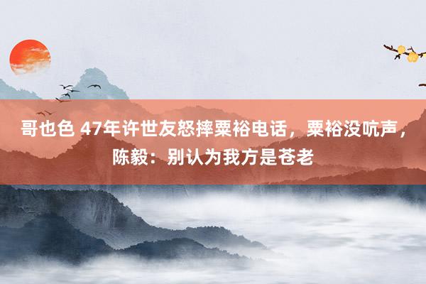 哥也色 47年许世友怒摔粟裕电话，粟裕没吭声，陈毅：别认为我方是苍老
