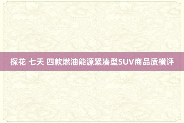 探花 七天 四款燃油能源紧凑型SUV商品质横评