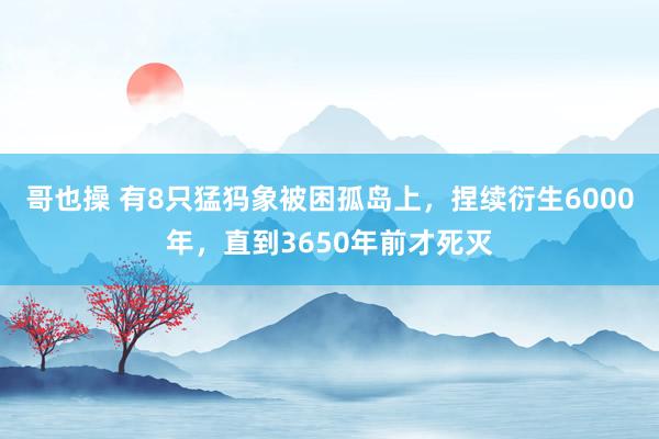 哥也操 有8只猛犸象被困孤岛上，捏续衍生6000年，直到3650年前才死灭