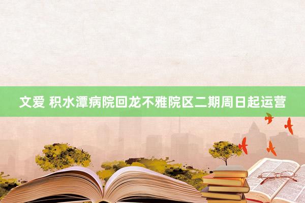 文爱 积水潭病院回龙不雅院区二期周日起运营