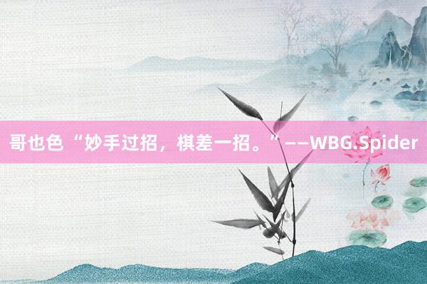 哥也色 “妙手过招，棋差一招。”——WBG.Spider