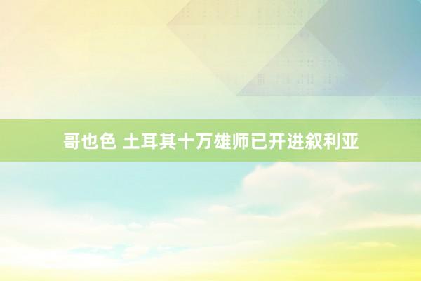 哥也色 土耳其十万雄师已开进叙利亚