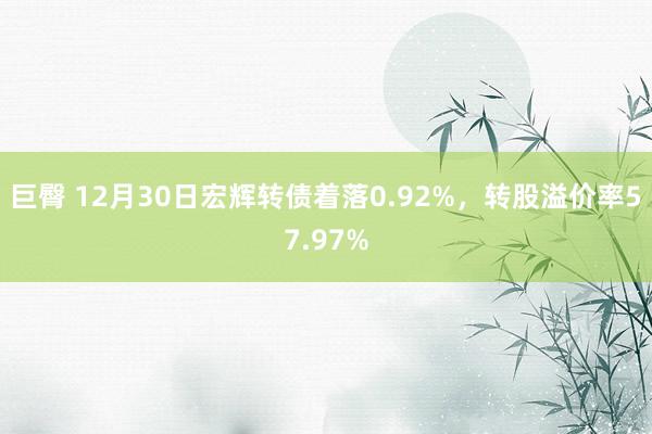 巨臀 12月30日宏辉转债着落0.92%，转股溢价率57.97%