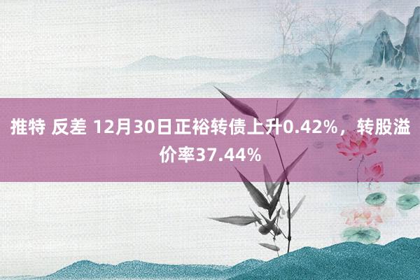 推特 反差 12月30日正裕转债上升0.42%，转股溢价率37.44%
