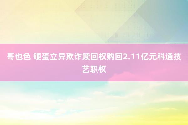哥也色 硬蛋立异欺诈赎回权购回2.11亿元科通技艺职权