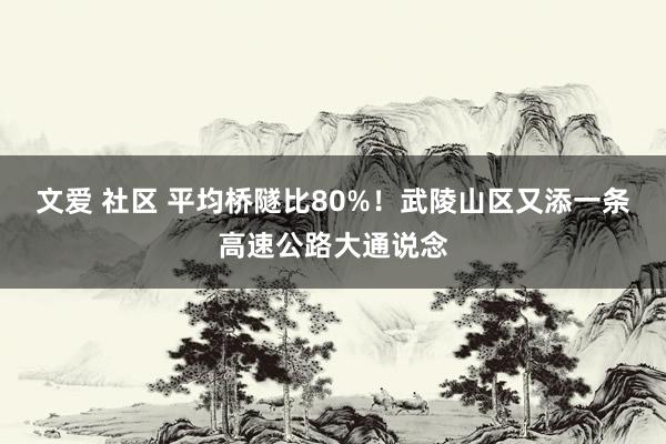文爱 社区 平均桥隧比80%！武陵山区又添一条高速公路大通说念
