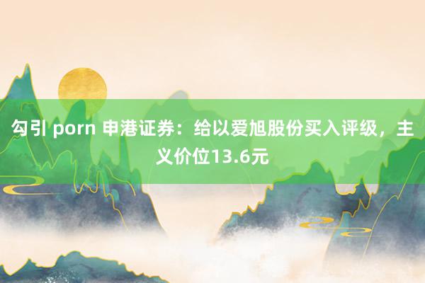 勾引 porn 申港证券：给以爱旭股份买入评级，主义价位13.6元