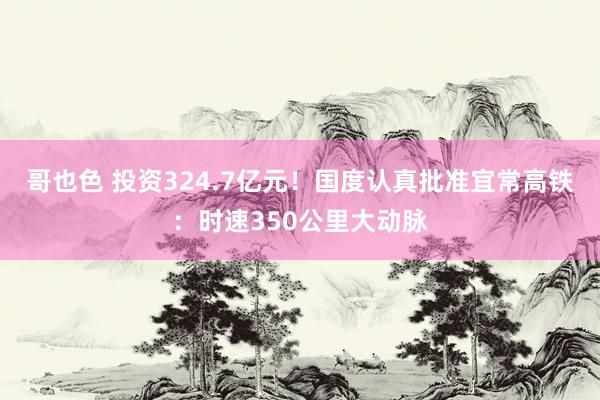 哥也色 投资324.7亿元！国度认真批准宜常高铁：时速350公里大动脉