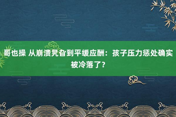 哥也操 从崩溃旯旮到平缓应酬：孩子压力惩处确实被冷落了？