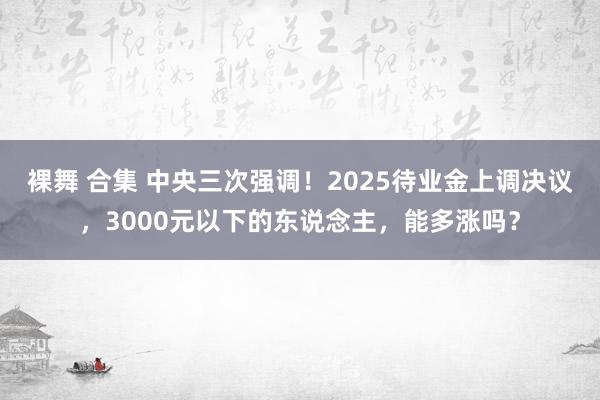 裸舞 合集 中央三次强调！2025待业金上调决议，3000元以下的东说念主，能多涨吗？