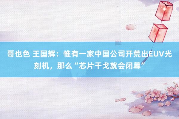 哥也色 王国辉：惟有一家中国公司开荒出EUV光刻机，那么“芯片干戈就会闭幕”