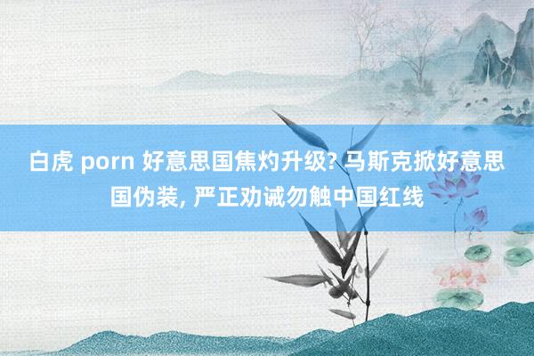 白虎 porn 好意思国焦灼升级? 马斯克掀好意思国伪装， 严正劝诫勿触中国红线