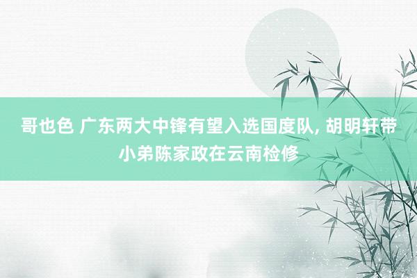 哥也色 广东两大中锋有望入选国度队， 胡明轩带小弟陈家政在云南检修